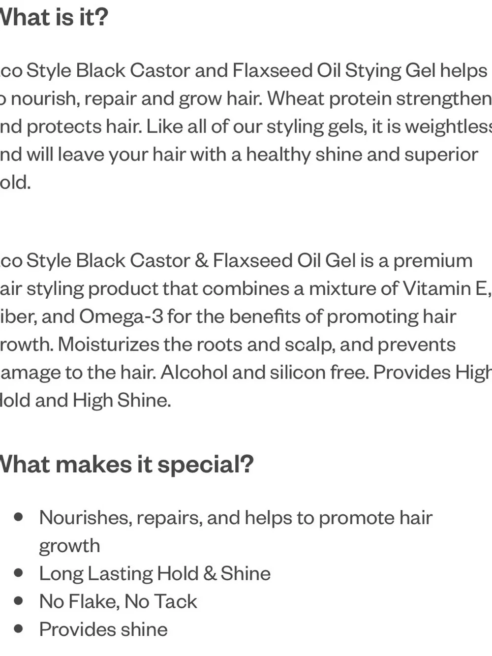 ECO Style Black Castor & Flaxseed Oil Styling Gel - 32 oz